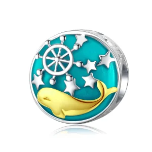 (image for) Silver & Gold-Plated Baby Whale Charm - PANDORA Style - SCC1296