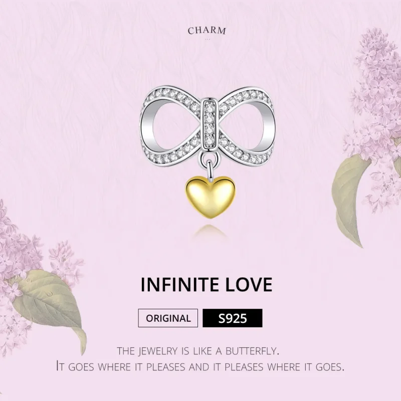 (image for) Silver & Gold-Plated Infinite Love Charm - PANDORA Style - SCC1300 - View 2