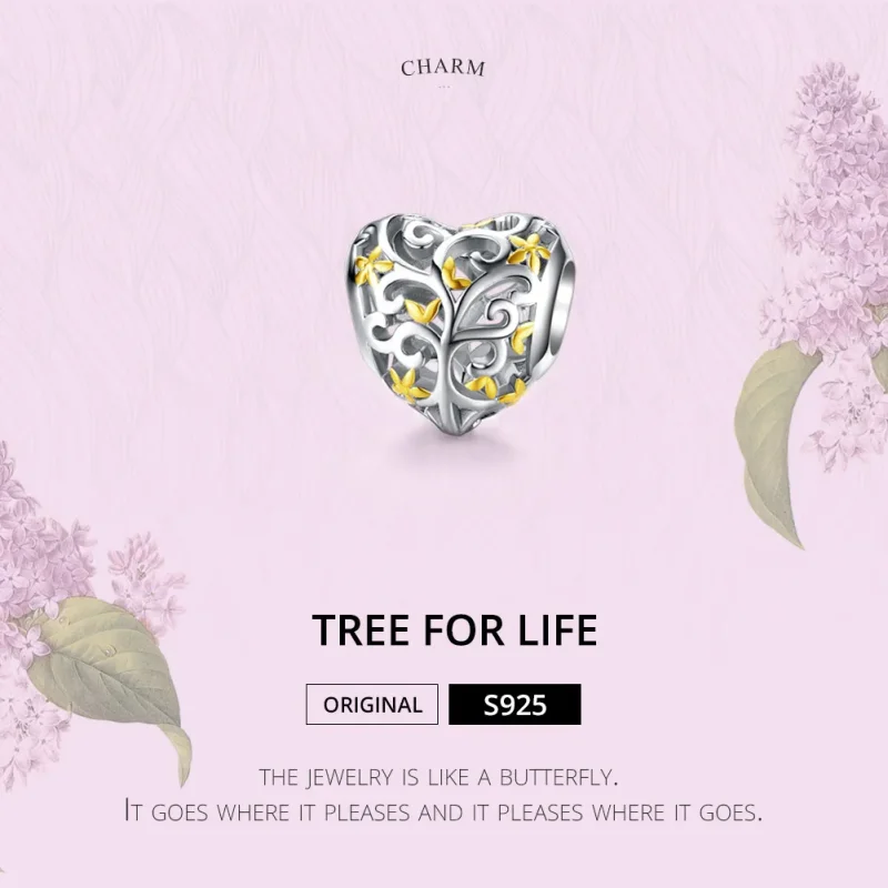 (image for) Silver & Gold-Plated Life Tree Charm - PANDORA Style - SCC1249 - View 2