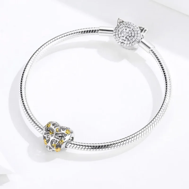 (image for) Silver & Gold-Plated Life Tree Charm - PANDORA Style - SCC1249 - View 3