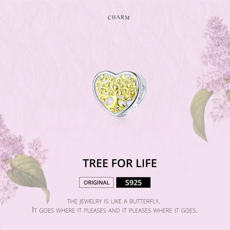 (image for) Silver & Gold-Plated Life Tree Charm - PANDORA Style - SCC1264 - View 2