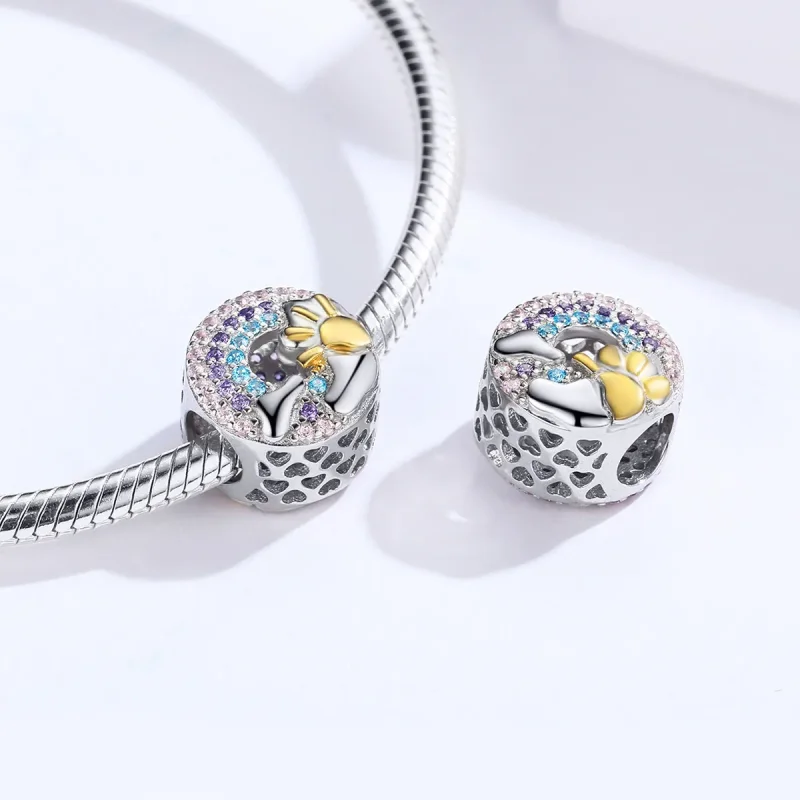 (image for) Silver & Gold-Plated Rainbow & Sun Charm - PANDORA Style - SCC1255 - View 4