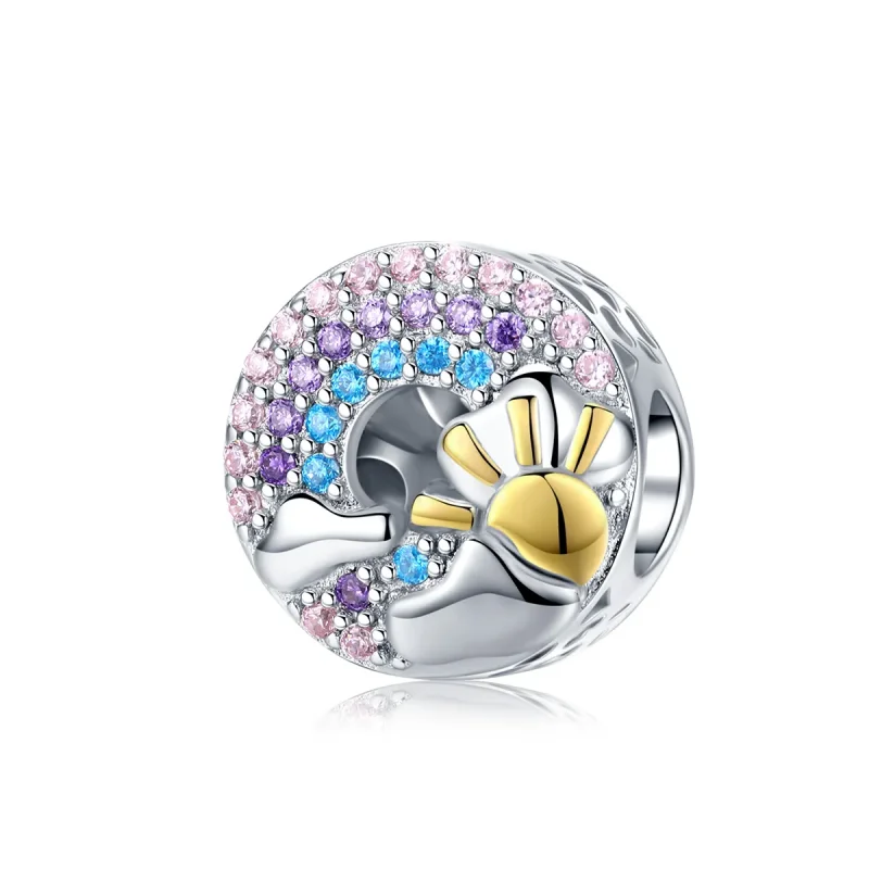 (image for) Silver & Gold-Plated Rainbow & Sun Charm - PANDORA Style - SCC1255 - Product Image