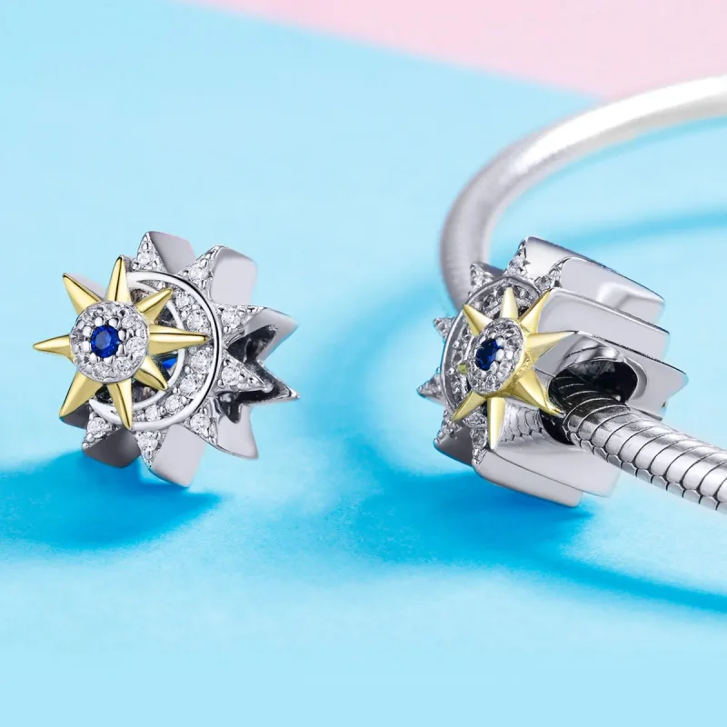 (image for) Silver & Gold-Plated Sun Meets Moon Charm - PANDORA Style - SCC1137 - View 3