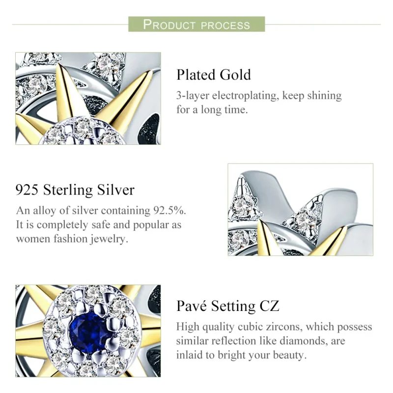 (image for) Silver & Gold-Plated Sun Meets Moon Charm - PANDORA Style - SCC1137 - View 5