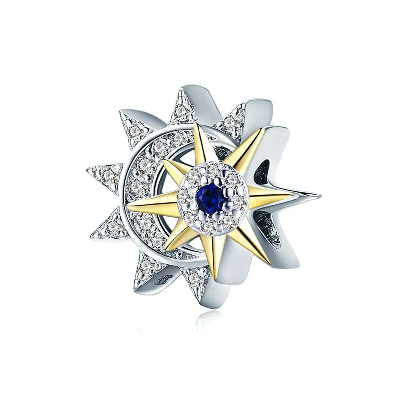 (image for) Silver & Gold-Plated Sun Meets Moon Charm - PANDORA Style - SCC1137 - Product Image