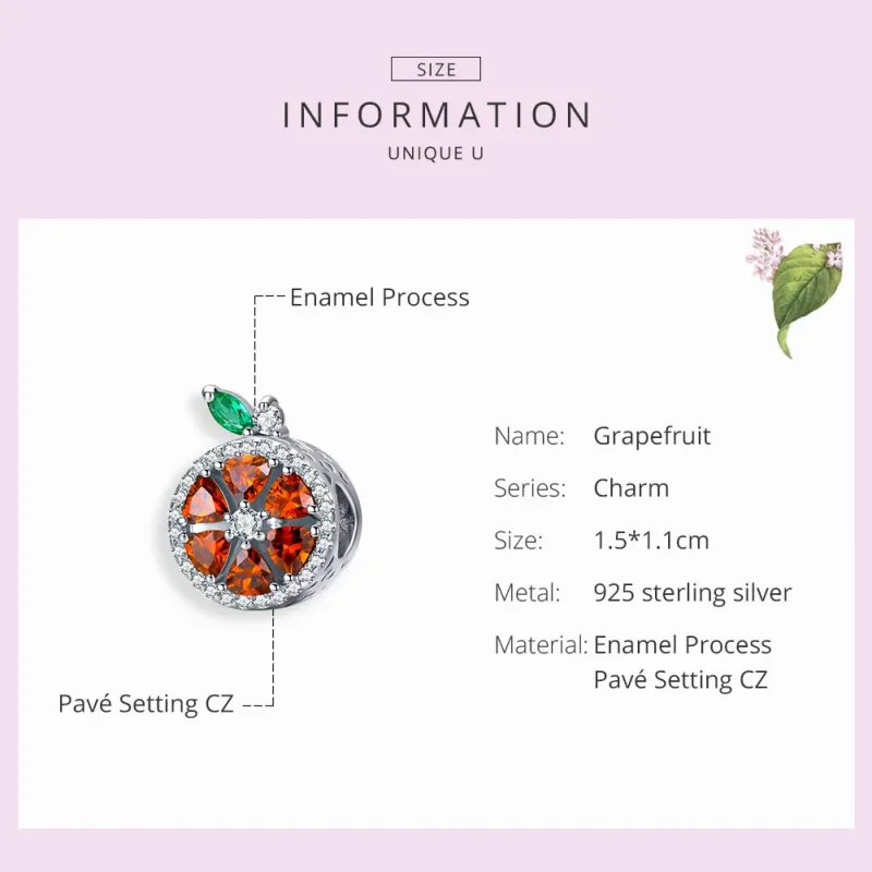 (image for) Silver Grapefruit Charm - PANDORA Style - SCC1277 - View 3