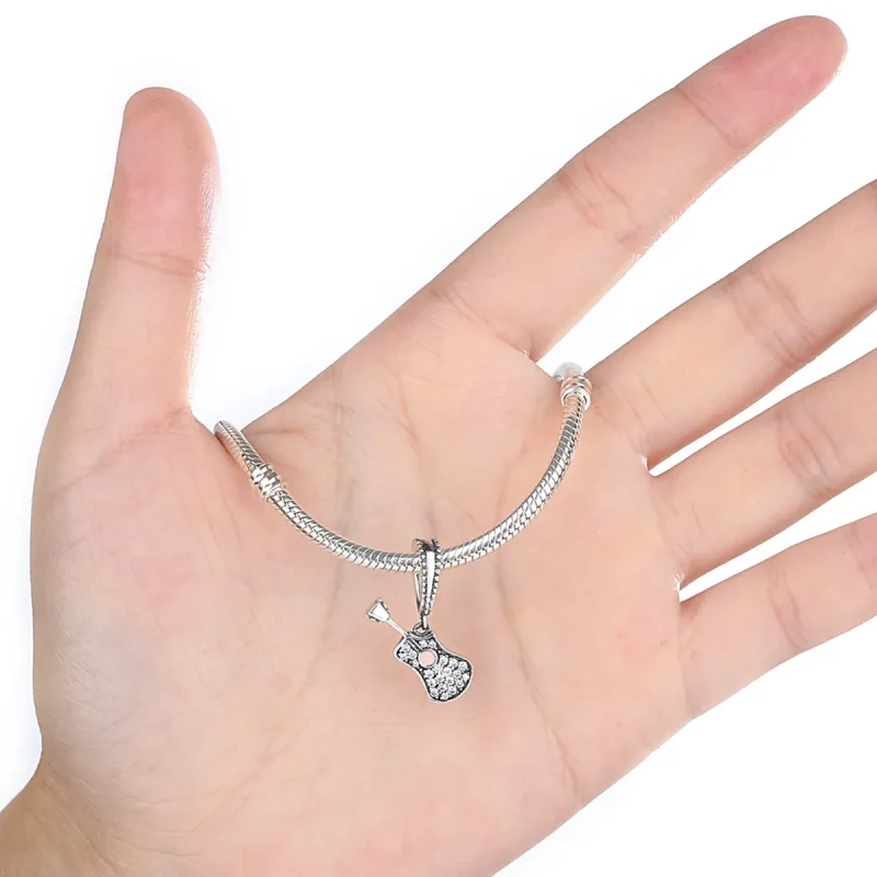 (image for) Silver Guitar Dangle - PANDORA Style - SCC113 - View 2