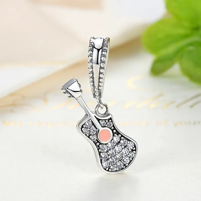 (image for) Silver Guitar Dangle - PANDORA Style - SCC113 - View 4