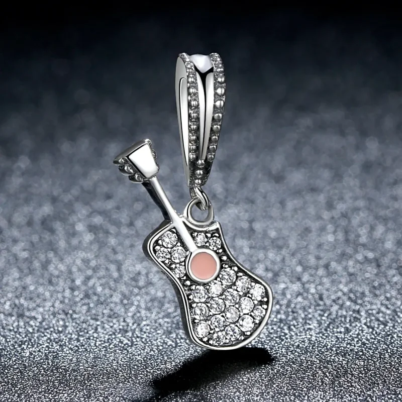 (image for) Silver Guitar Dangle - PANDORA Style - SCC113 - View 6