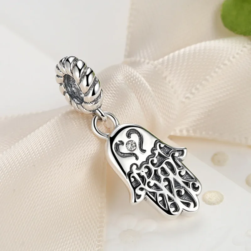 (image for) Silver Hamsa Hand Dangle - PANDORA Style - SCC031 - View 3