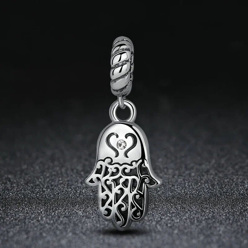(image for) Silver Hamsa Hand Dangle - PANDORA Style - SCC031 - View 4