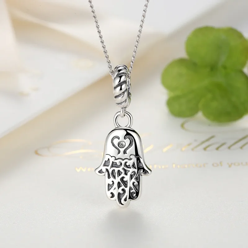 (image for) Silver Hamsa Hand Dangle - PANDORA Style - SCC031 - View 5