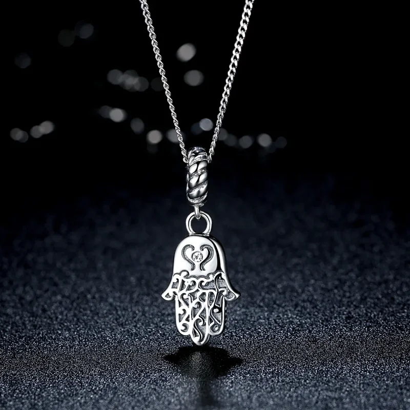 (image for) Silver Hamsa Hand Dangle - PANDORA Style - SCC031 - View 7