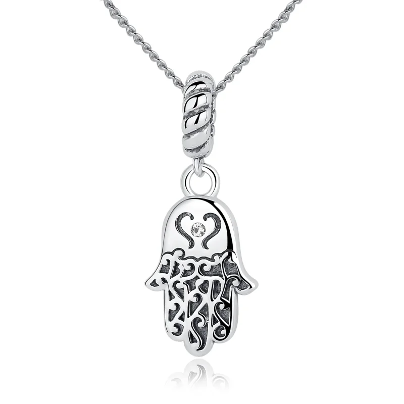(image for) Silver Hamsa Hand Dangle - PANDORA Style - SCC031 - View 8