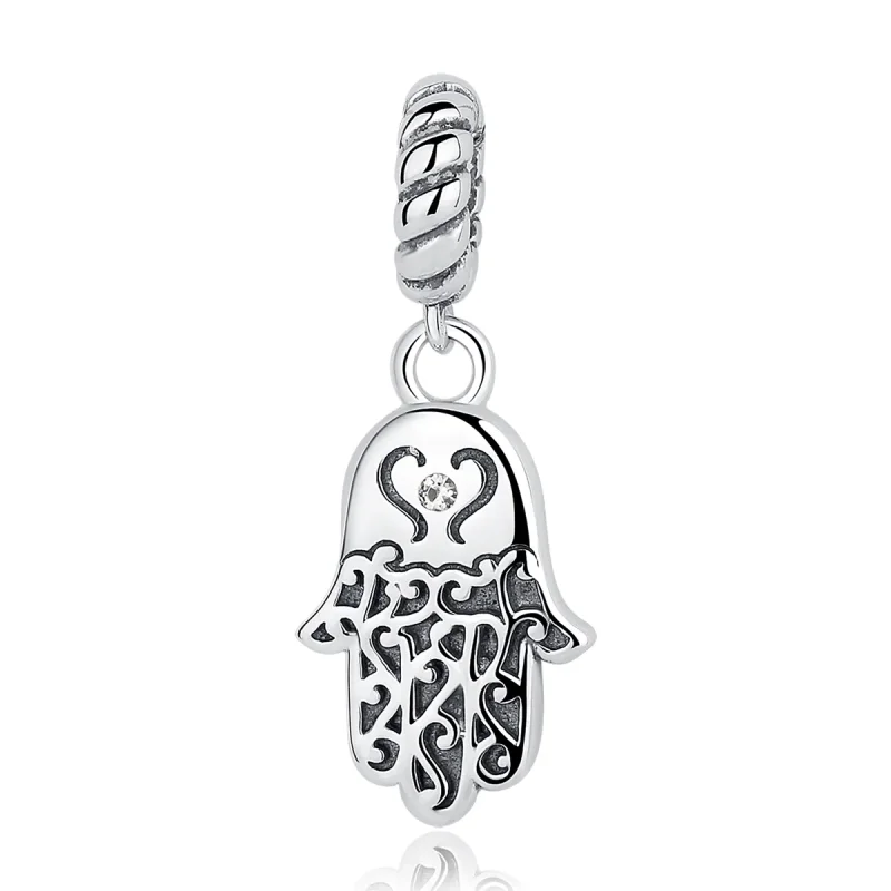 (image for) Silver Hamsa Hand Dangle - PANDORA Style - SCC031 - View 9