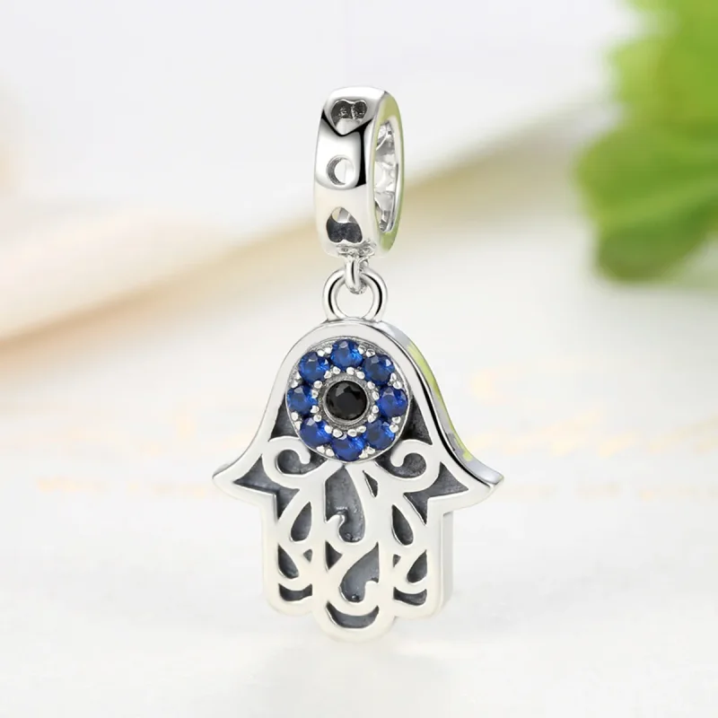 (image for) Silver Hamsa Hand Dangle - PANDORA Style - SCC085 - View 4