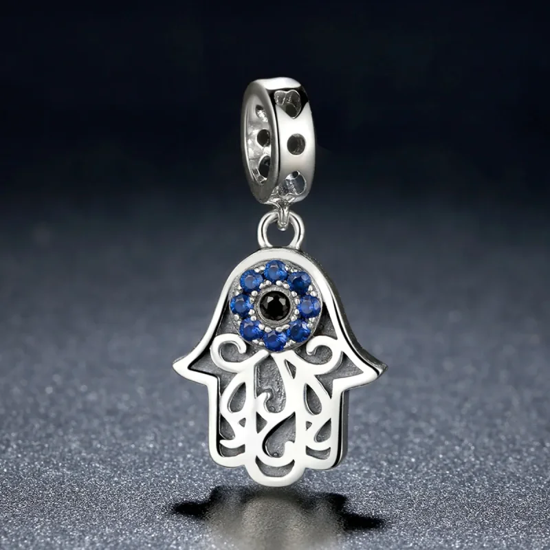 (image for) Silver Hamsa Hand Dangle - PANDORA Style - SCC085 - View 5