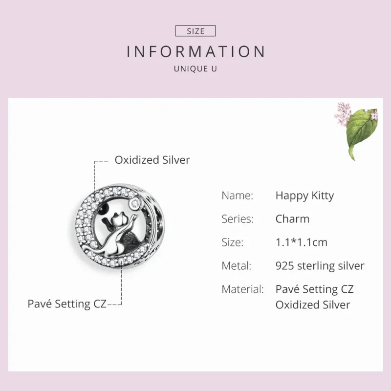 (image for) Silver Happy Kitten Charm - PANDORA Style - SCC1203 - View 3