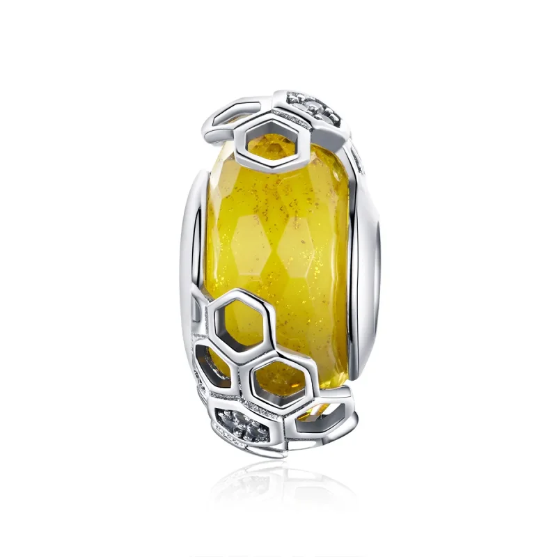 (image for) Silver Honeycomb Glass Murano Charm - PANDORA Style - SCC1073 - Product Image