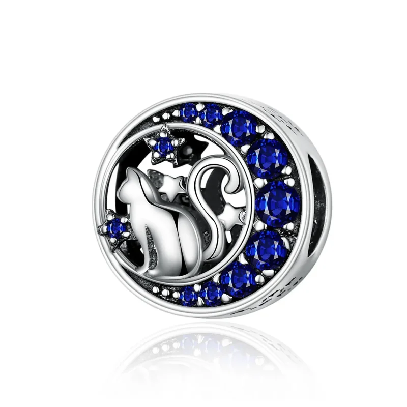 (image for) Silver Kitty In The Moon Charm - PANDORA Style - SCC1204 - Product Image