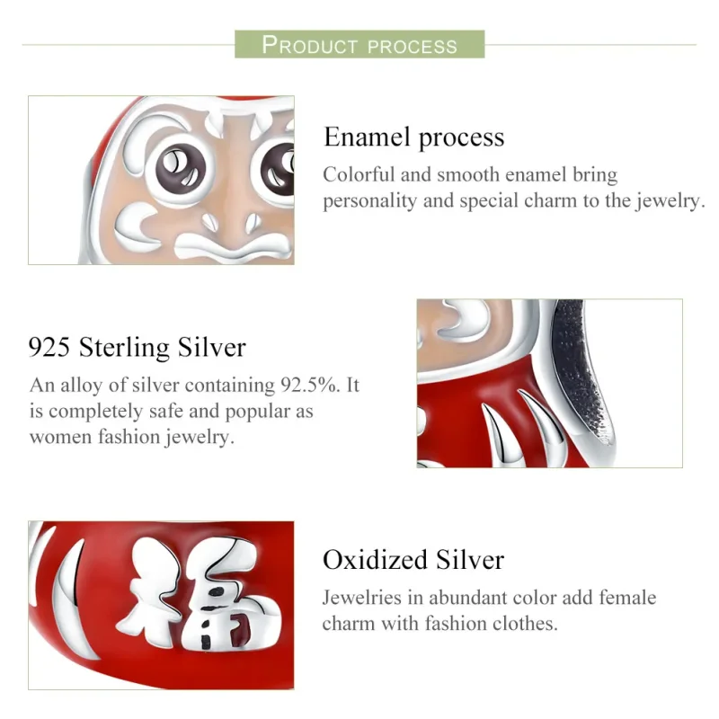 (image for) Silver Little Daruma Charm - PANDORA Style - SCC1087 - View 4
