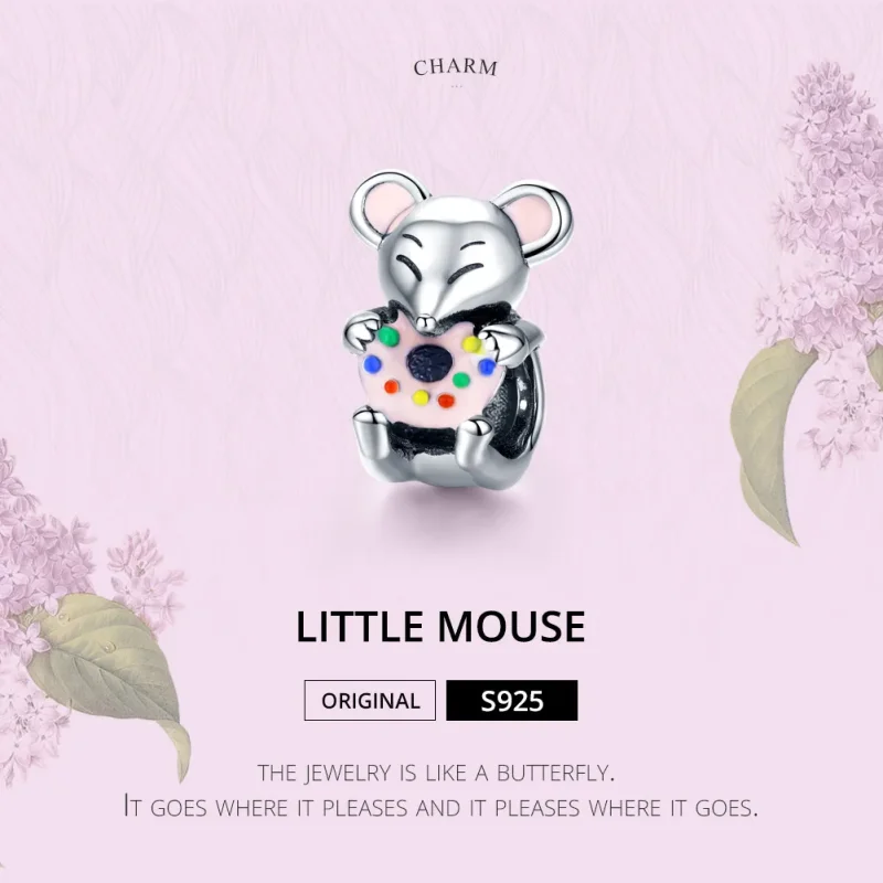 (image for) Silver Little Mouse Charm - PANDORA Style - SCC1318 - View 2