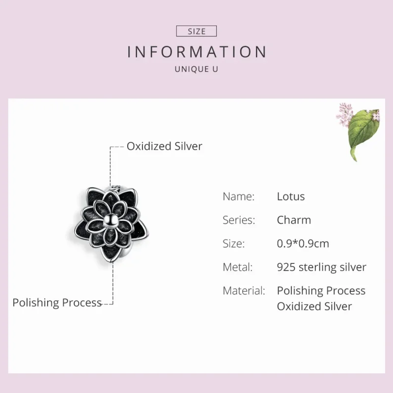 (image for) Silver Lotus Charm - PANDORA Style - SCC1196 - View 3