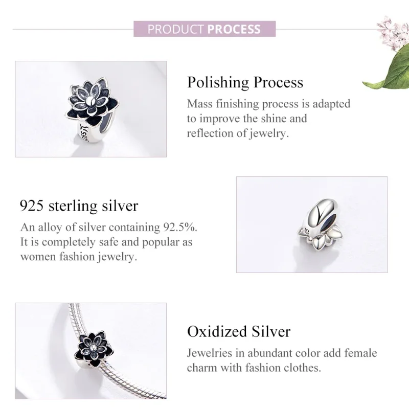 (image for) Silver Lotus Charm - PANDORA Style - SCC1196 - View 4