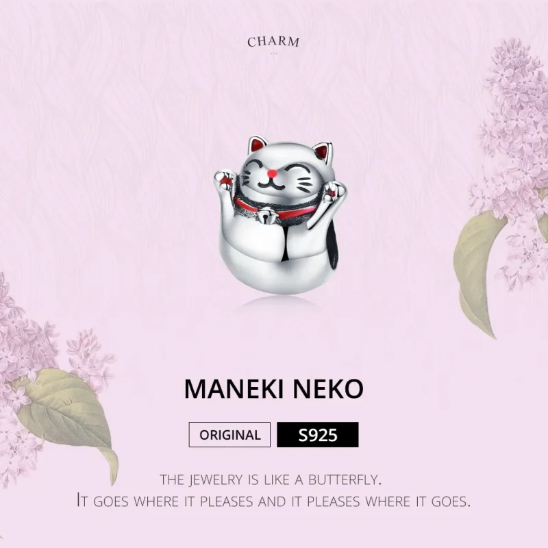(image for) Silver Maneki Neko Charm - PANDORA Style - SCC1178 - View 2
