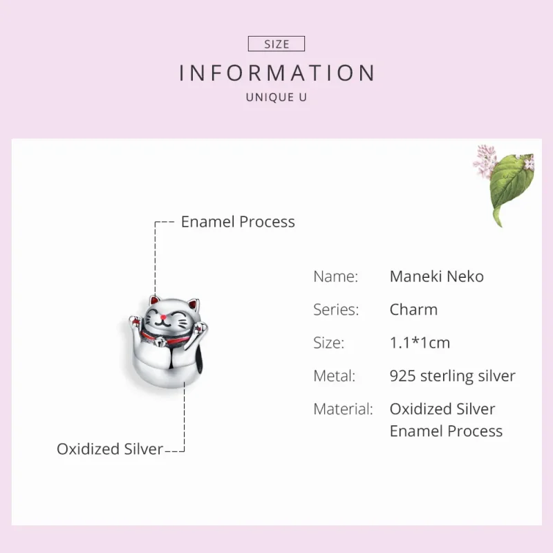 (image for) Silver Maneki Neko Charm - PANDORA Style - SCC1178 - View 3