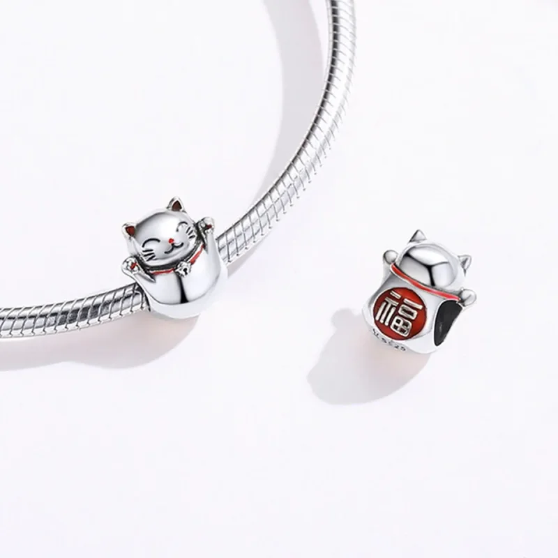 (image for) Silver Maneki Neko Charm - PANDORA Style - SCC1178 - View 4