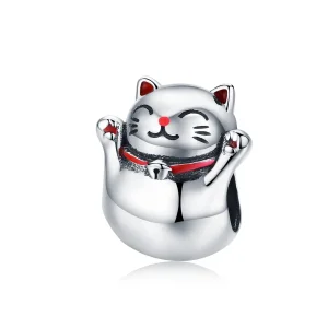 (image for) Silver Maneki Neko Charm - PANDORA Style - SCC1178