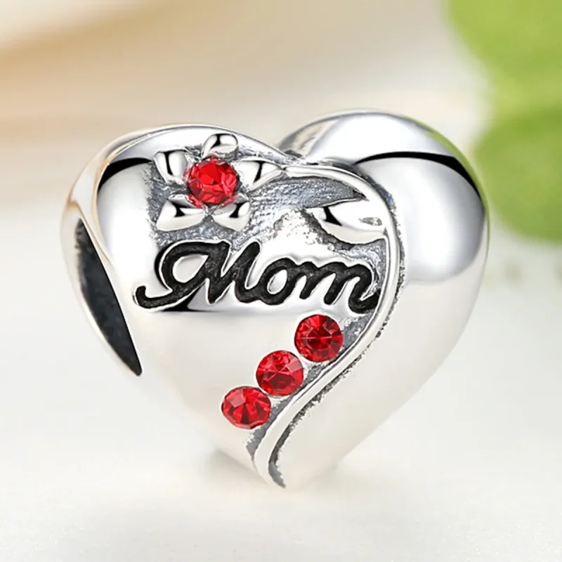 (image for) Silver Mom Heart Charm - PANDORA Style - SCC004 - View 3