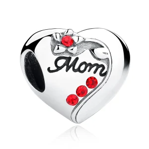 (image for) Silver Mom Heart Charm - PANDORA Style - SCC004