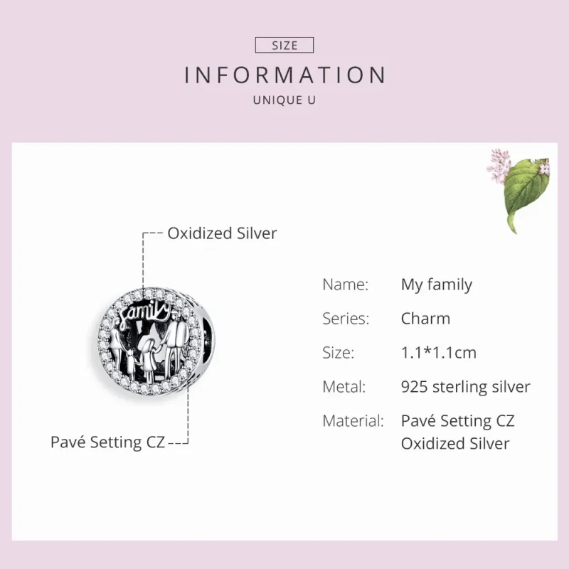(image for) Silver My Family Charm - PANDORA Style - SCC1184 - View 3