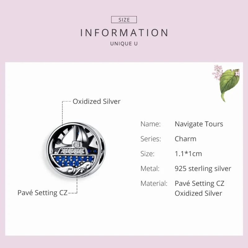 (image for) Silver Nautical Travel Charm - PANDORA Style - SCC1197 - View 3