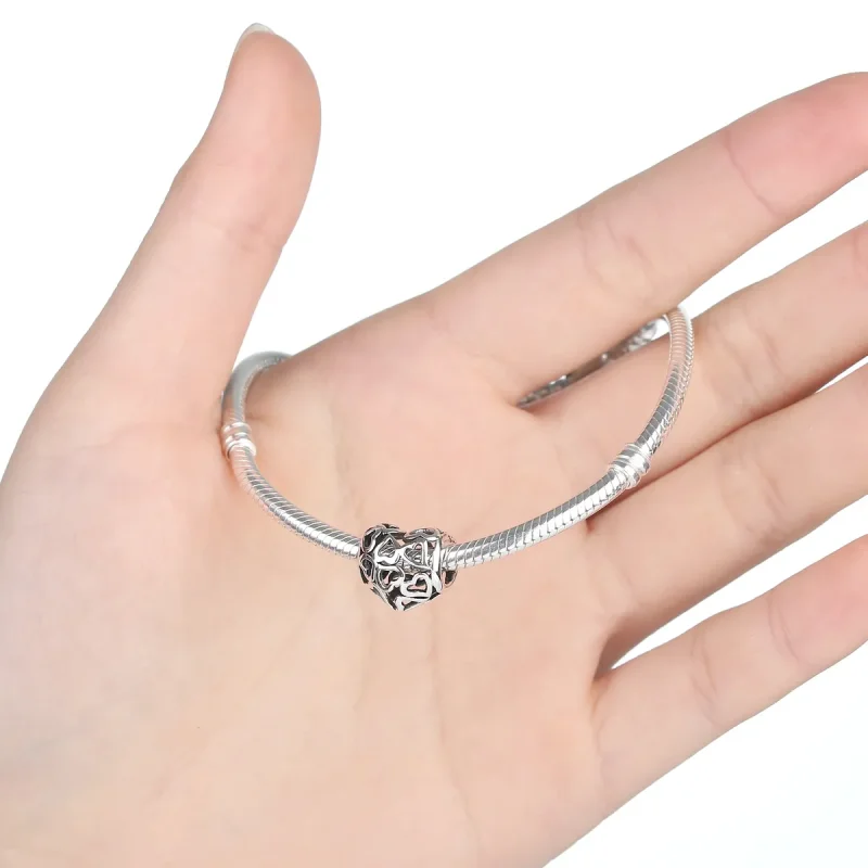 (image for) Silver Openwork Hearts Charm - PANDORA Style - SCC024 - View 4