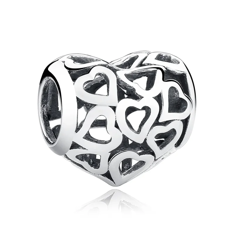 (image for) Silver Openwork Hearts Charm - PANDORA Style - SCC024 - Product Image