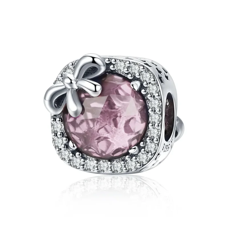 (image for) Silver Pavé Pink Bow Charm - PANDORA Style - SCC1058-Pk - Product Image