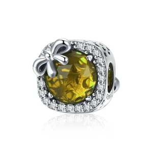 (image for) Silver Pavé Yellow Bow Charm - PANDORA Style - SCC1058-Ye