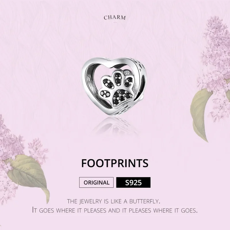 (image for) Silver Paw Mark of Pets Charm - PANDORA Style - SCC1191-Bk - View 2