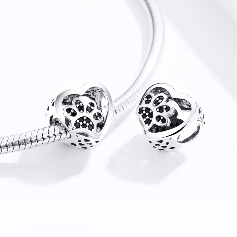 (image for) Silver Paw Mark of Pets Charm - PANDORA Style - SCC1191-Bk - View 3