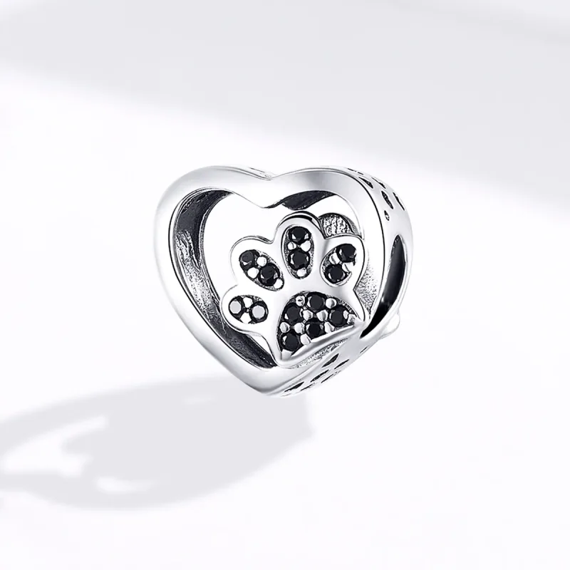 (image for) Silver Paw Mark of Pets Charm - PANDORA Style - SCC1191-Bk - View 4