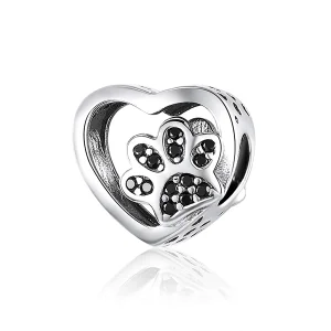 (image for) Silver Paw Mark of Pets Charm - PANDORA Style - SCC1191-Bk