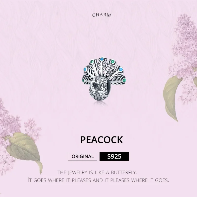 (image for) Silver Peacock Charm - PANDORA Style - SCC1260 - View 2