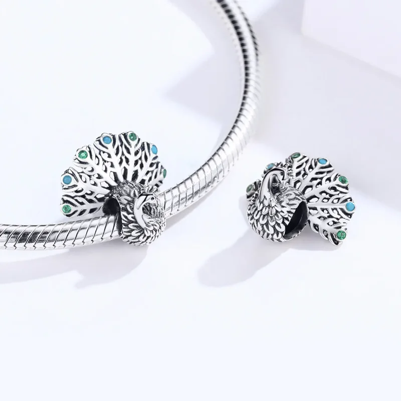 (image for) Silver Peacock Charm - PANDORA Style - SCC1260 - View 4