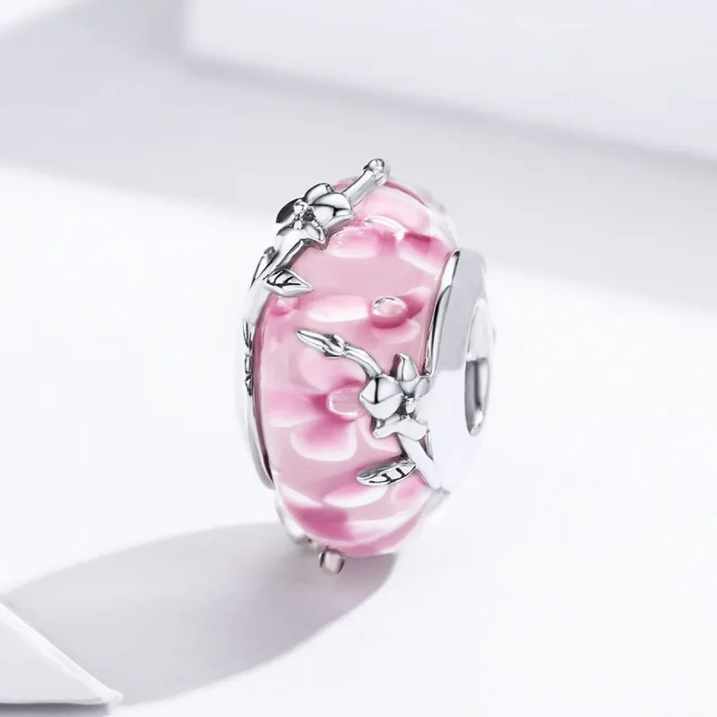 (image for) Silver Phalaenopsis Murano Glass Charm - PANDORA Style - SCC1281 - View 3