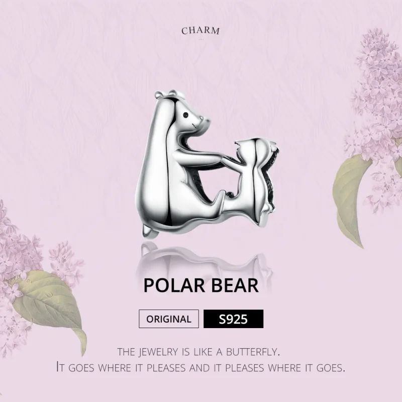 (image for) Silver Polar Bear Mother and Child Charm - PANDORA Style - SCC1207 - View 2