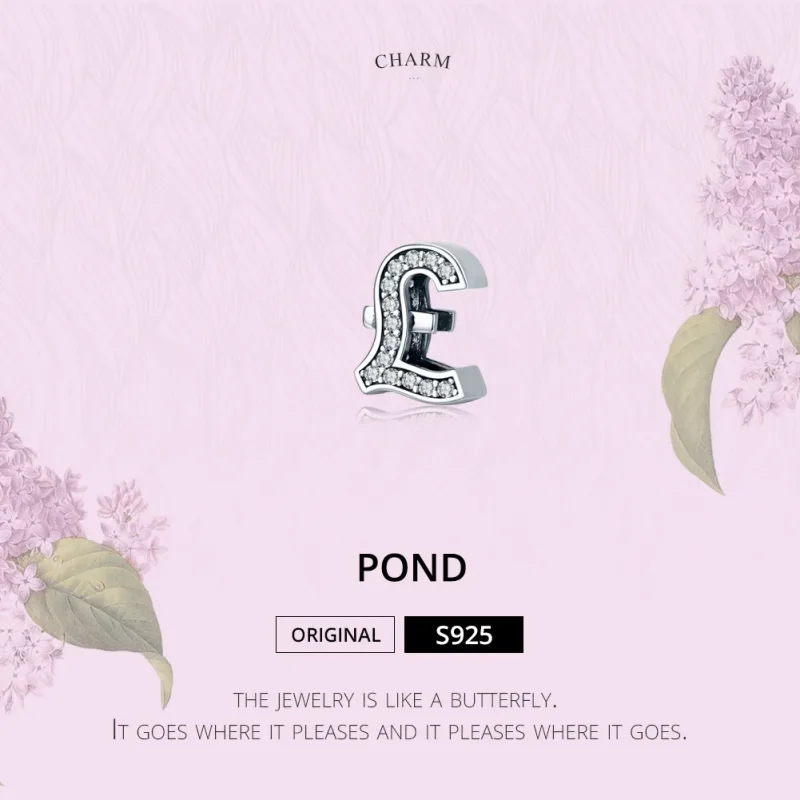 (image for) Silver Pound Sign Charm - PANDORA Style - SCC1269 - View 2